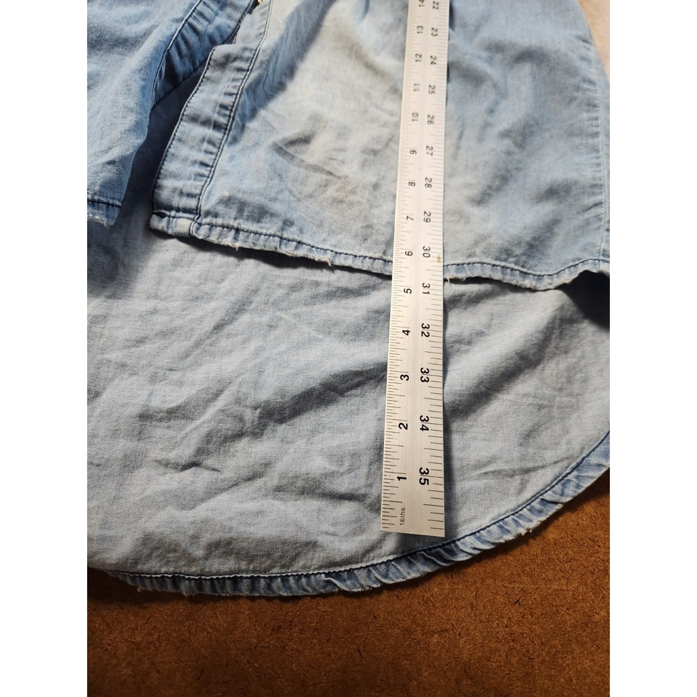 Denim Rhinestone Shirt Size Small Blue‎ Embellished Distressed Country Cowgirl - Picture 15 of 16
